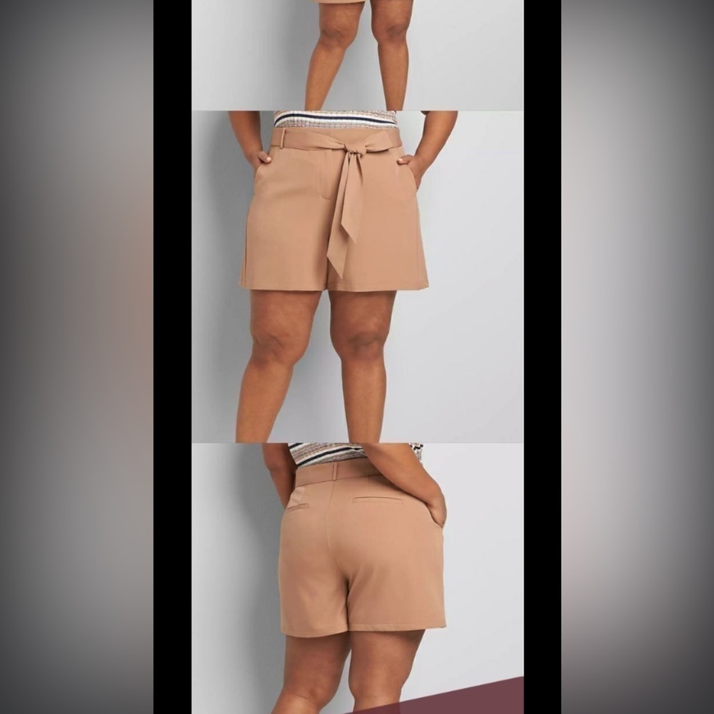 NWT Lane Bryant The Perfect Drape Brown
Mid-Rise Self-Tie Belt Shorts size 22